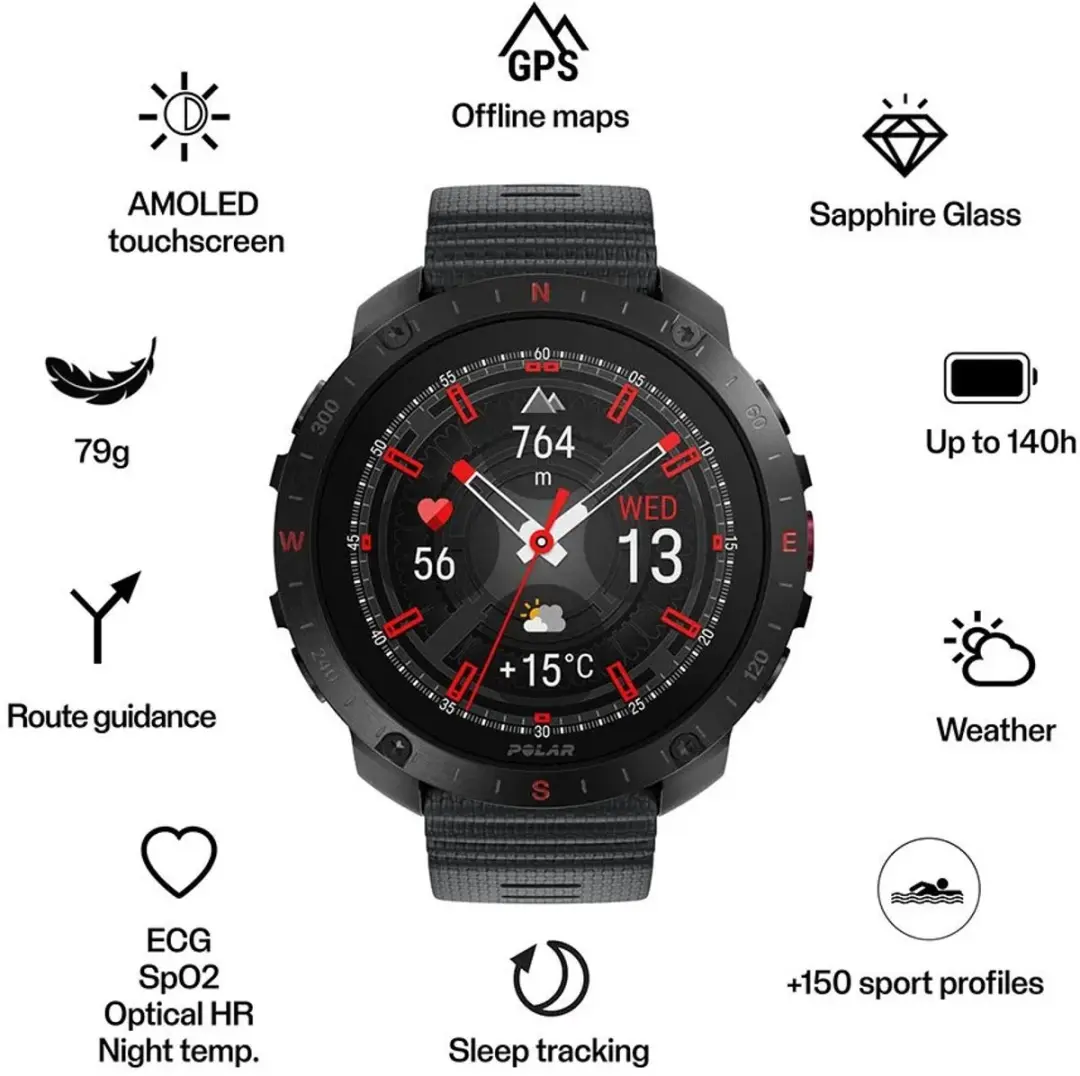 Polar Grit X2 Pro Smartwatch - 48mm - Night Black