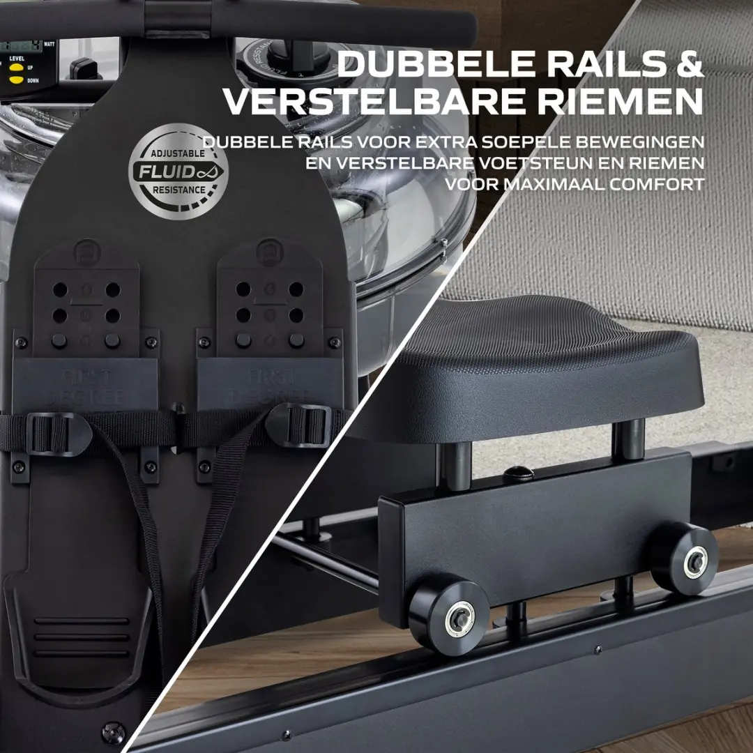 Fluid Rower Neon Plus Roeimachine - 4 Weerstanden - Waterweerstand - Zwart - afbeelding 6 van 6