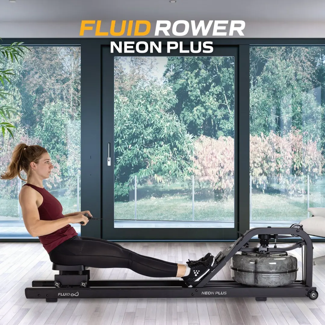 Fluid Rower Neon Plus Roeimachine - 4 Weerstanden - Waterweerstand - Zwart