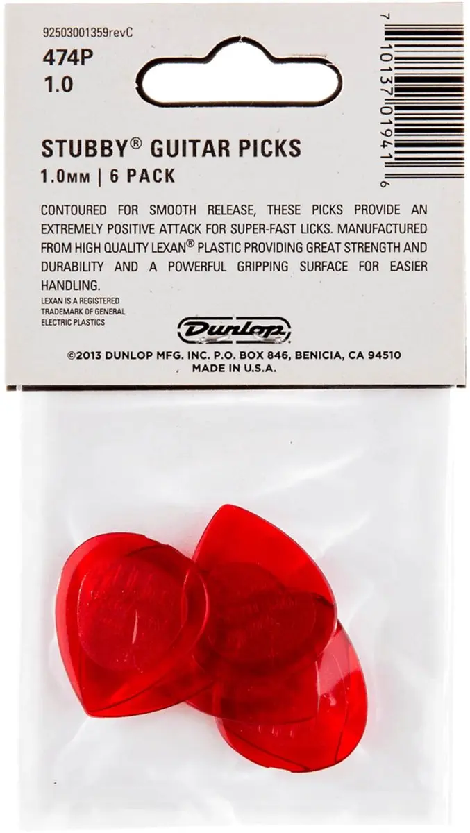 Dunlop 474P100 Stubby Jazz Plectrumset 1,00mm
