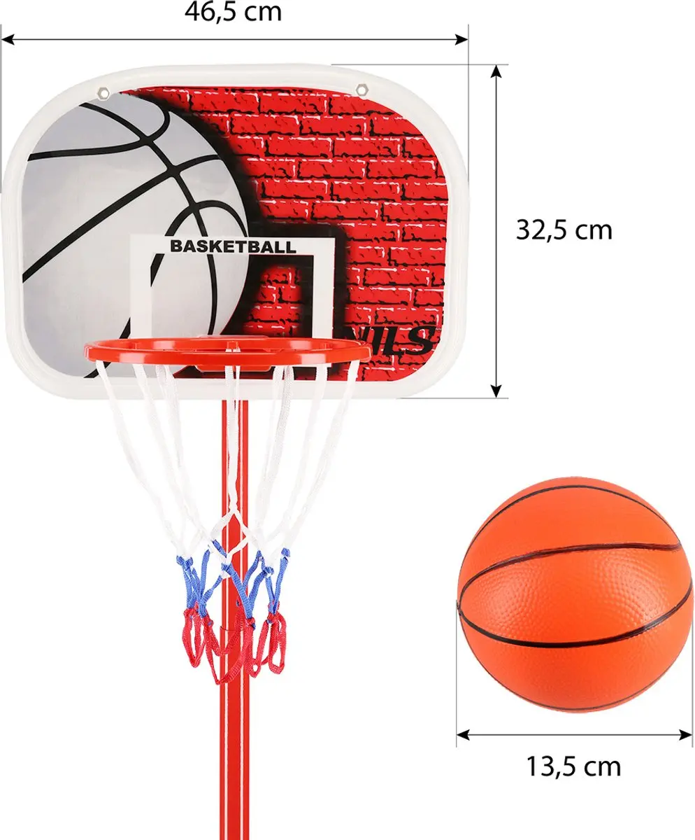 Nils ZDK881G Basketbalring - Verstelbaar 26cm - Rood/Wit/Zwart