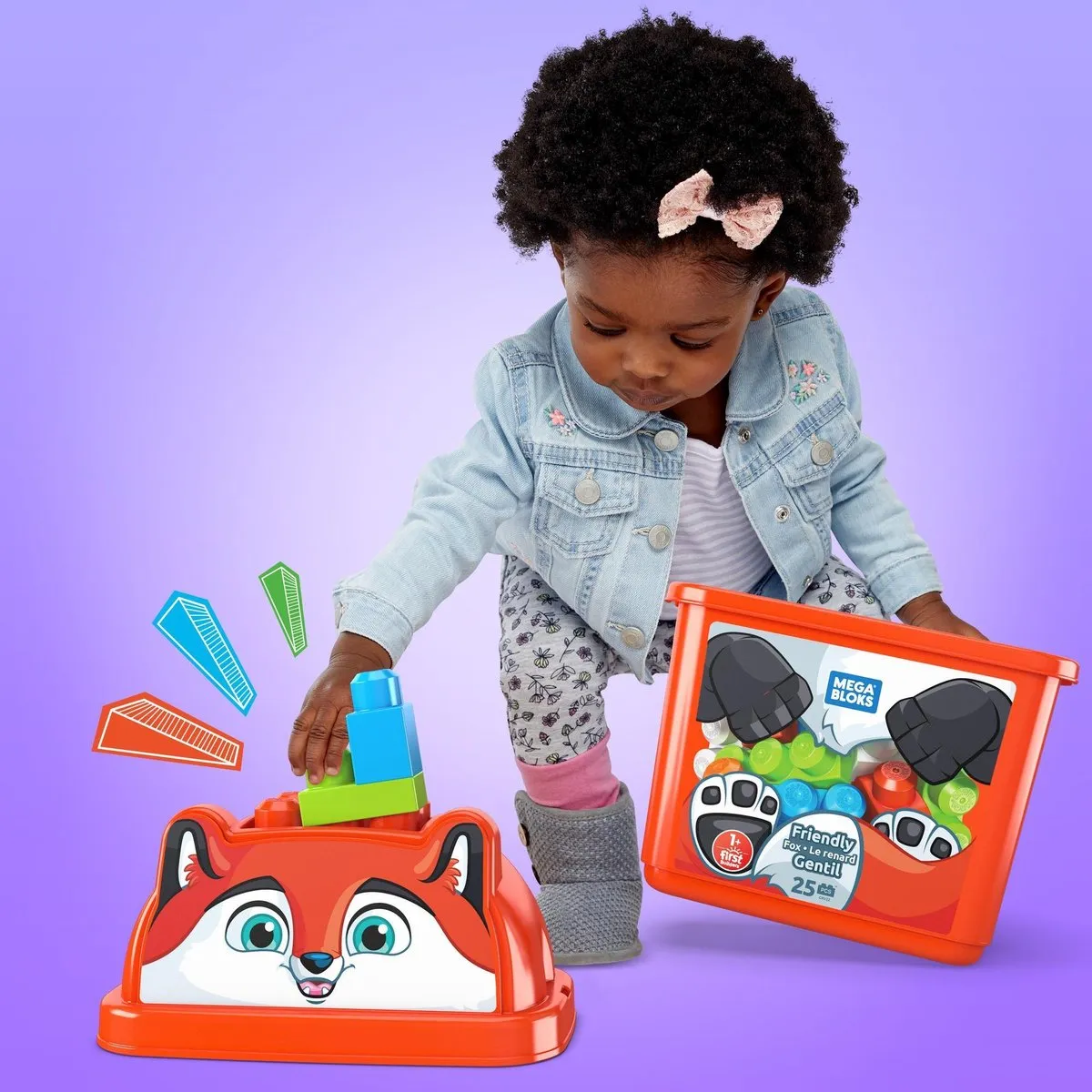 Fisher Price Mega Bloks Vriendelijke Vos Box - 25 Stukken - Blauw/Wit/Groen/Oranje