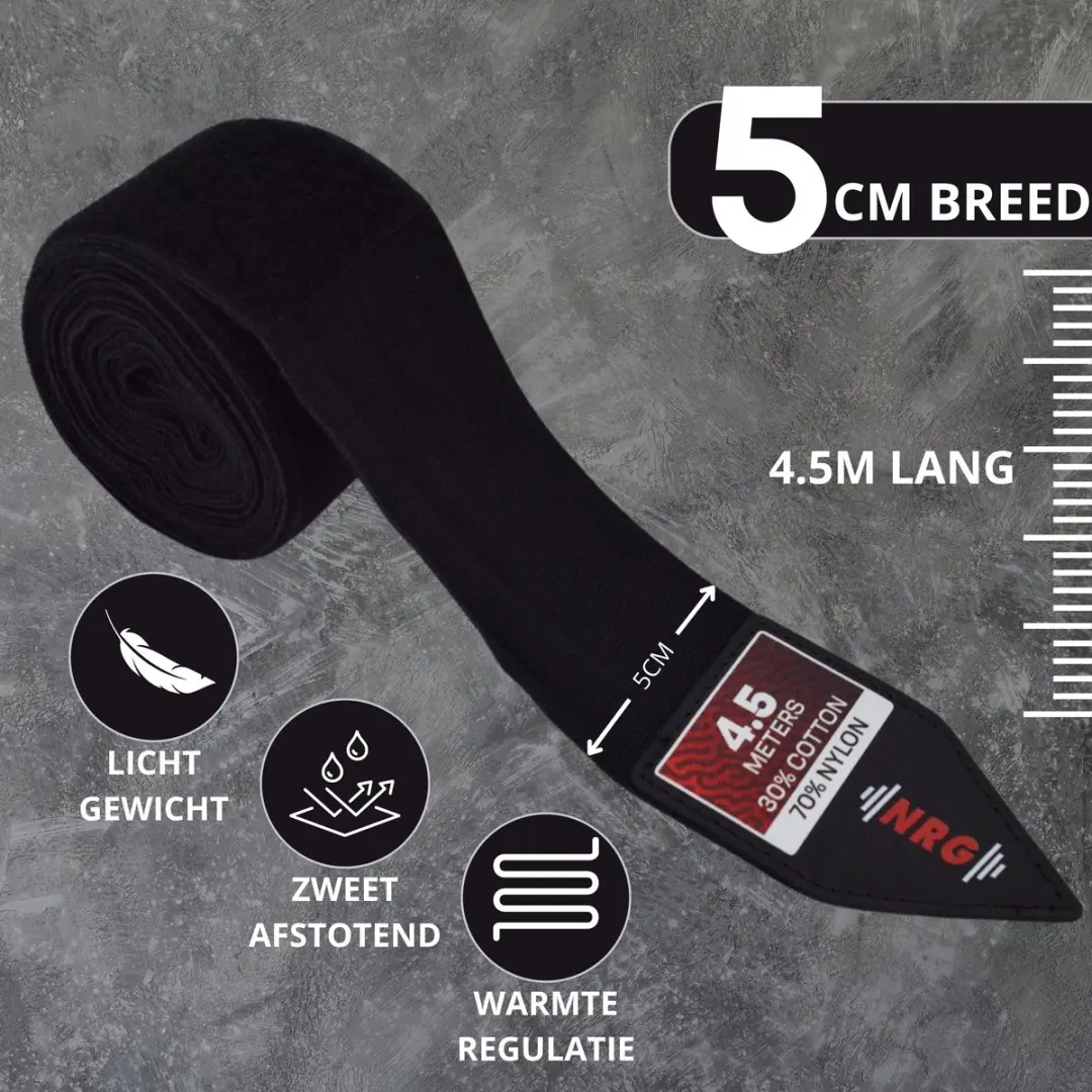 NRG Bandage Boksen Handwraps 450cm - Geel