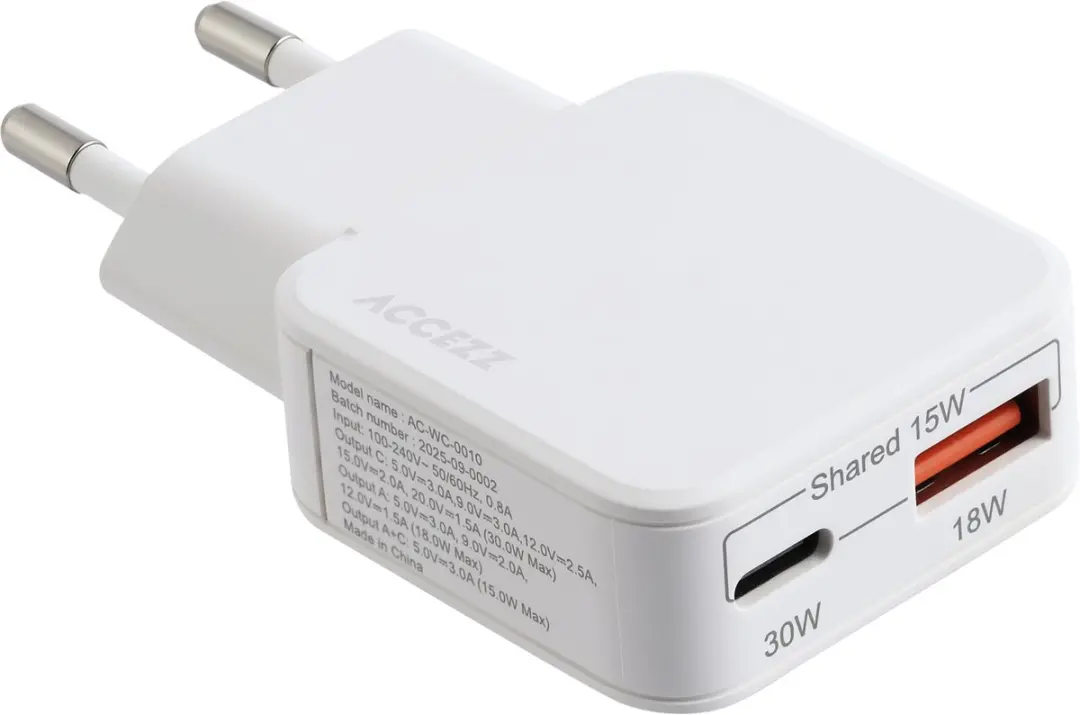 Accezz Ultra Slim GaN Oplader 30W