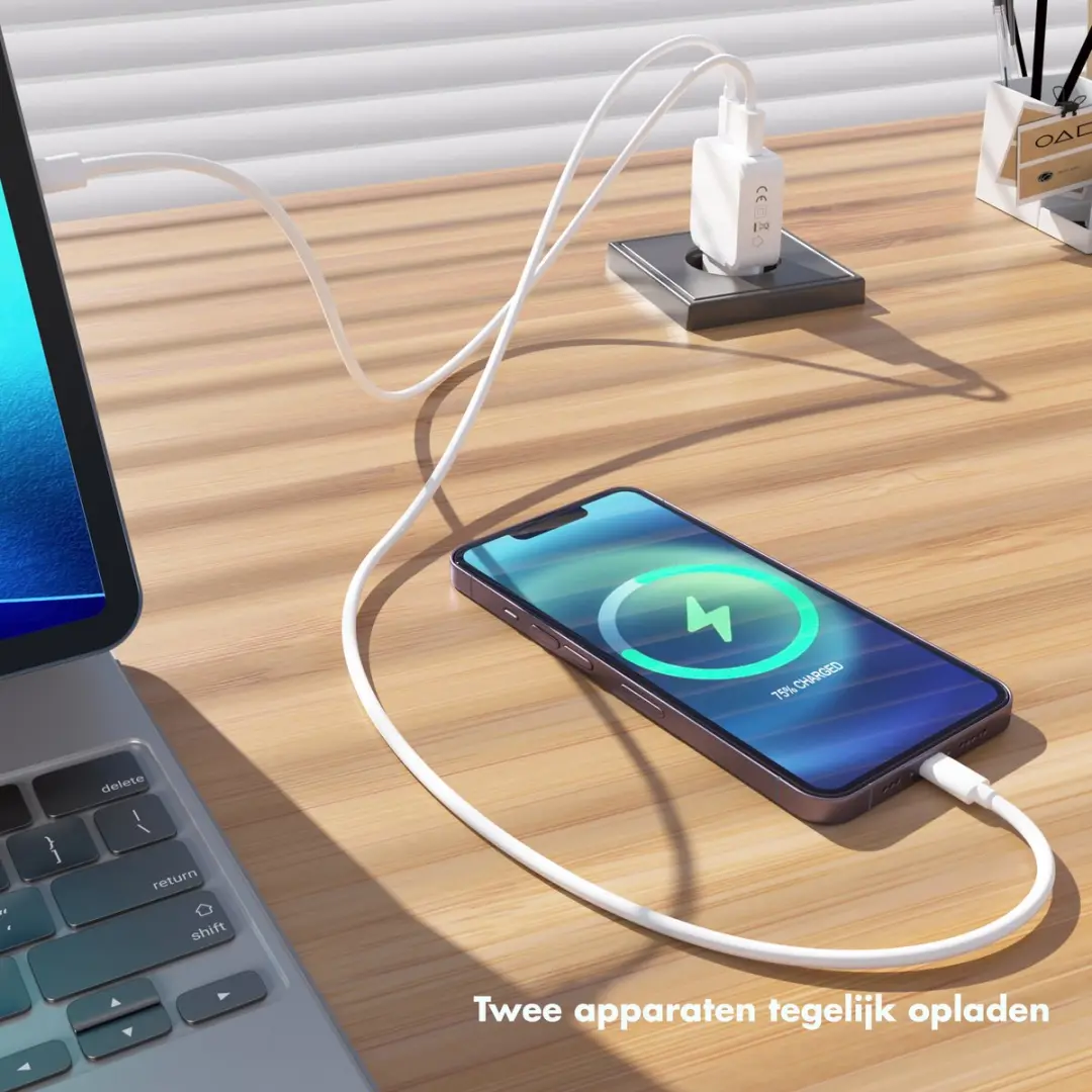 Accezz Ultra Slim GaN Oplader 30W - USB-C + USB-A - Wit