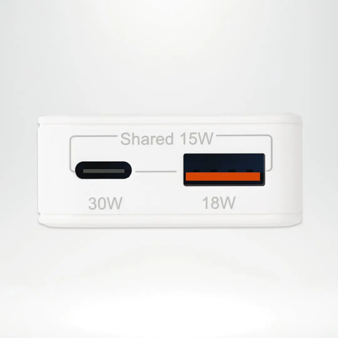 Accezz Ultra Slim GaN Oplader 30W - USB-C + USB-A - Wit
