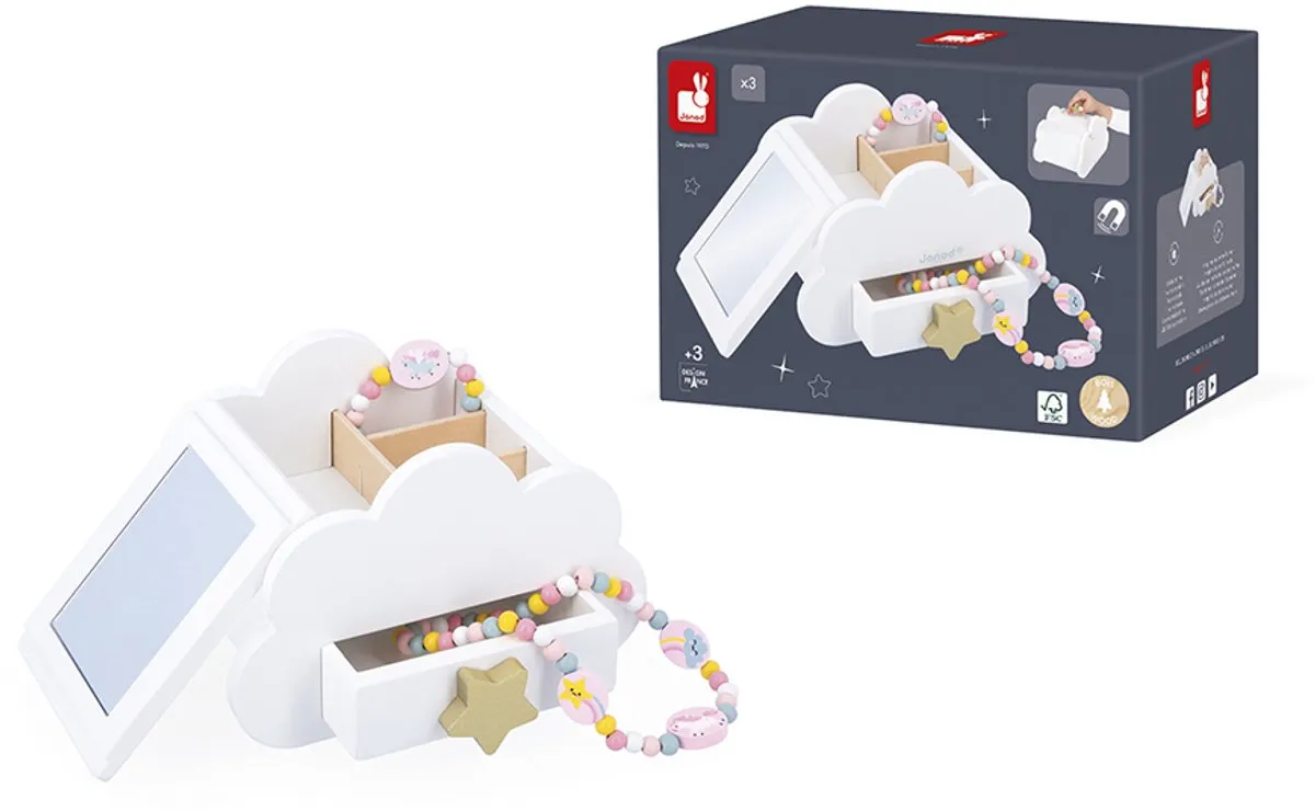 Janod Unicorn Magische Houten Sieradendoos - 2 Juwelen - 3+