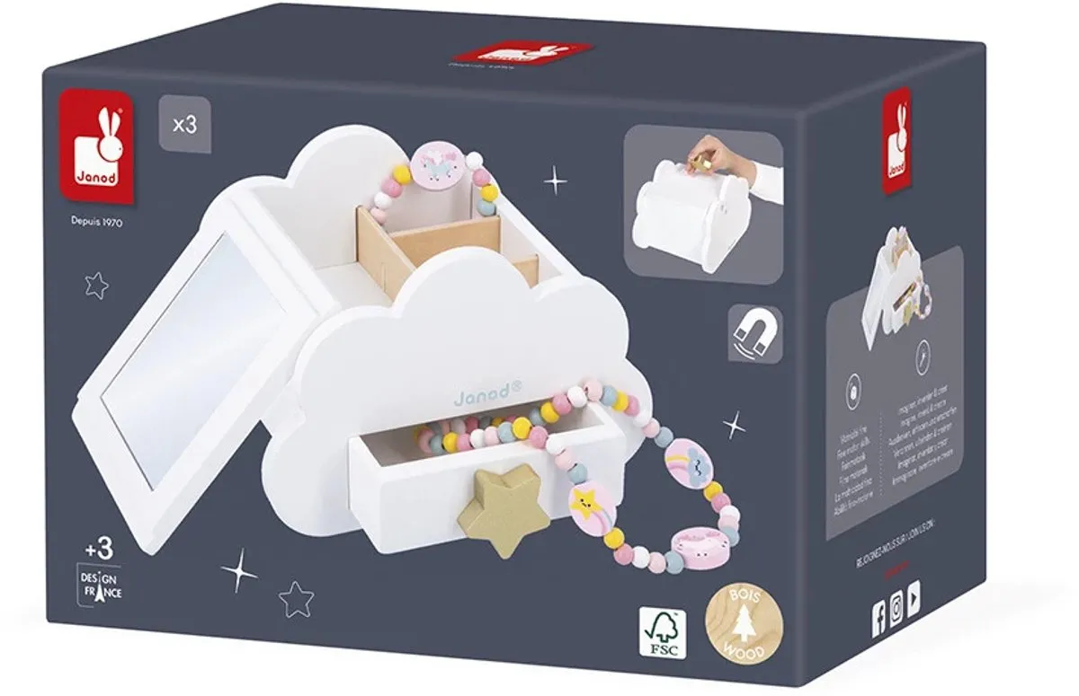 Janod Unicorn Magische Houten Sieradendoos - 2 Juwelen - 3+