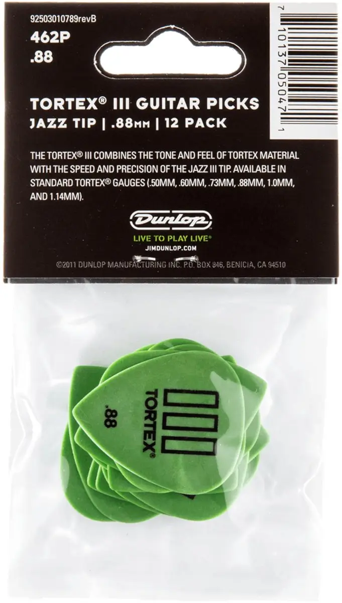 Dunlop Tortex III Plectrum 0.88mm - 12 Stuks Lichtgroen