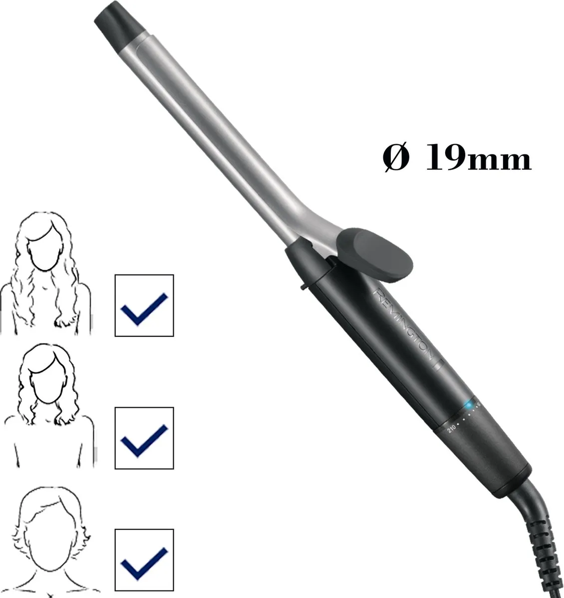 Remington CI5519 Pro Spiral Curls Krultang 19mm - Zwart/Zilver