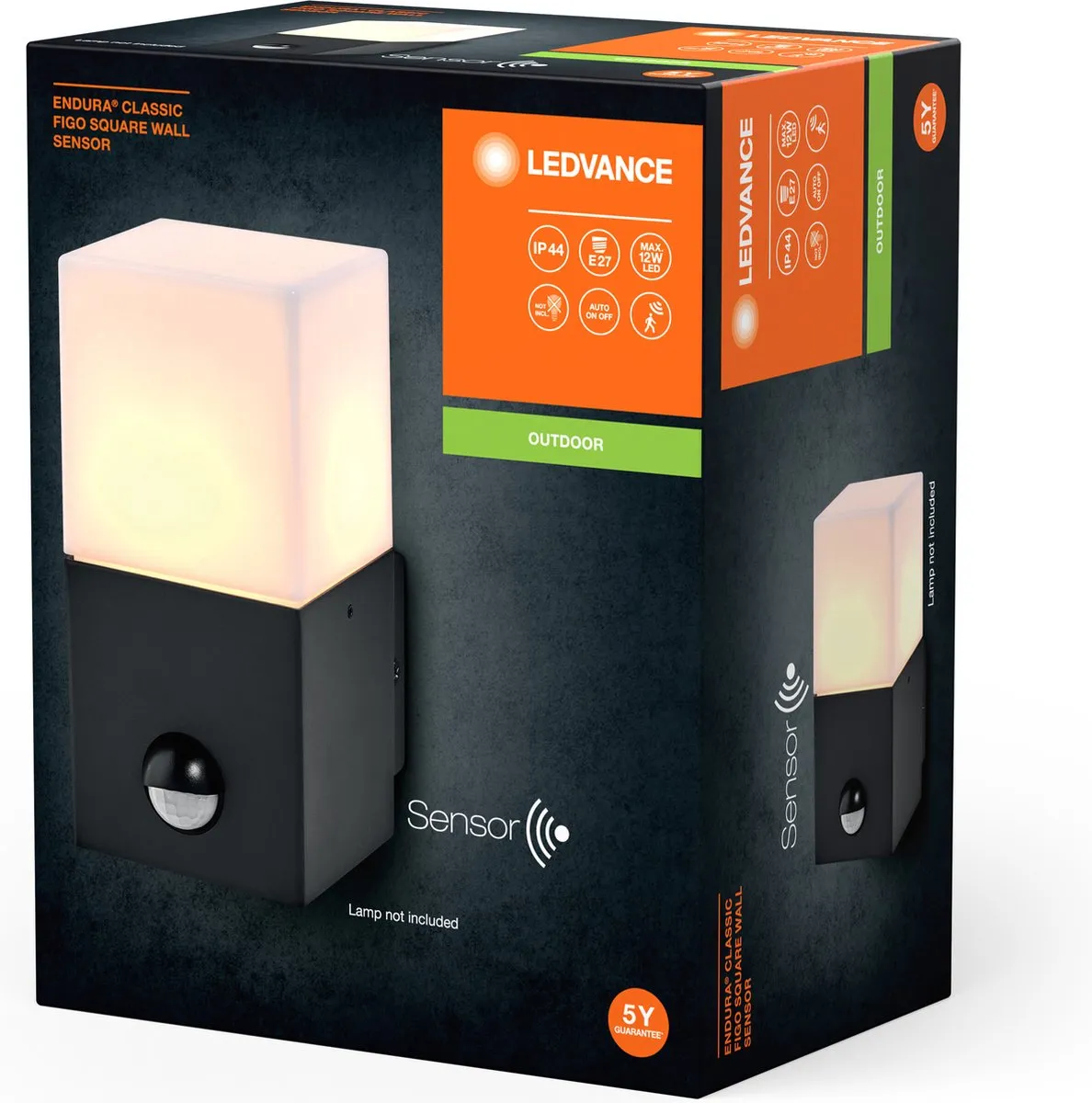 LEDVANCE Endura Classic Figo SQ Wandlamp Sensor - Donkergrijs