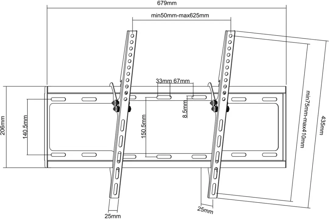 One For All WM2621 Kantelbare TV Muurbeugel - 32-84" - Zwart