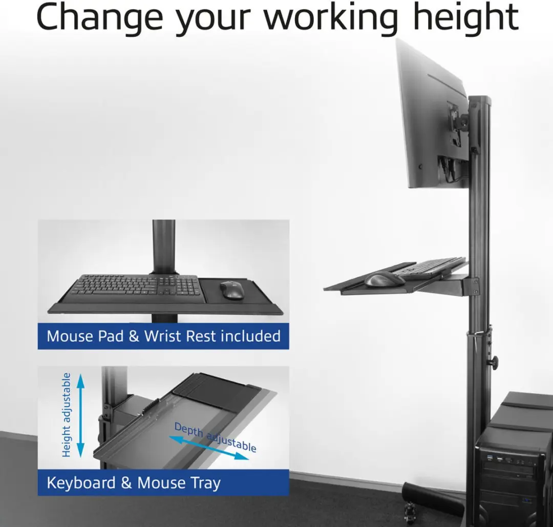 ACT AC8374 Mobiel Werkstation - 32" - Zwart - afbeelding 6 van 6