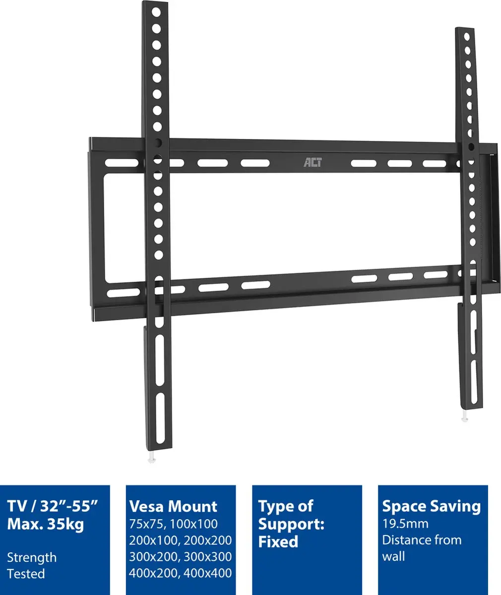 ACT Ultra Dunne Wandsteun AC8351 - 32-55" - Zwart