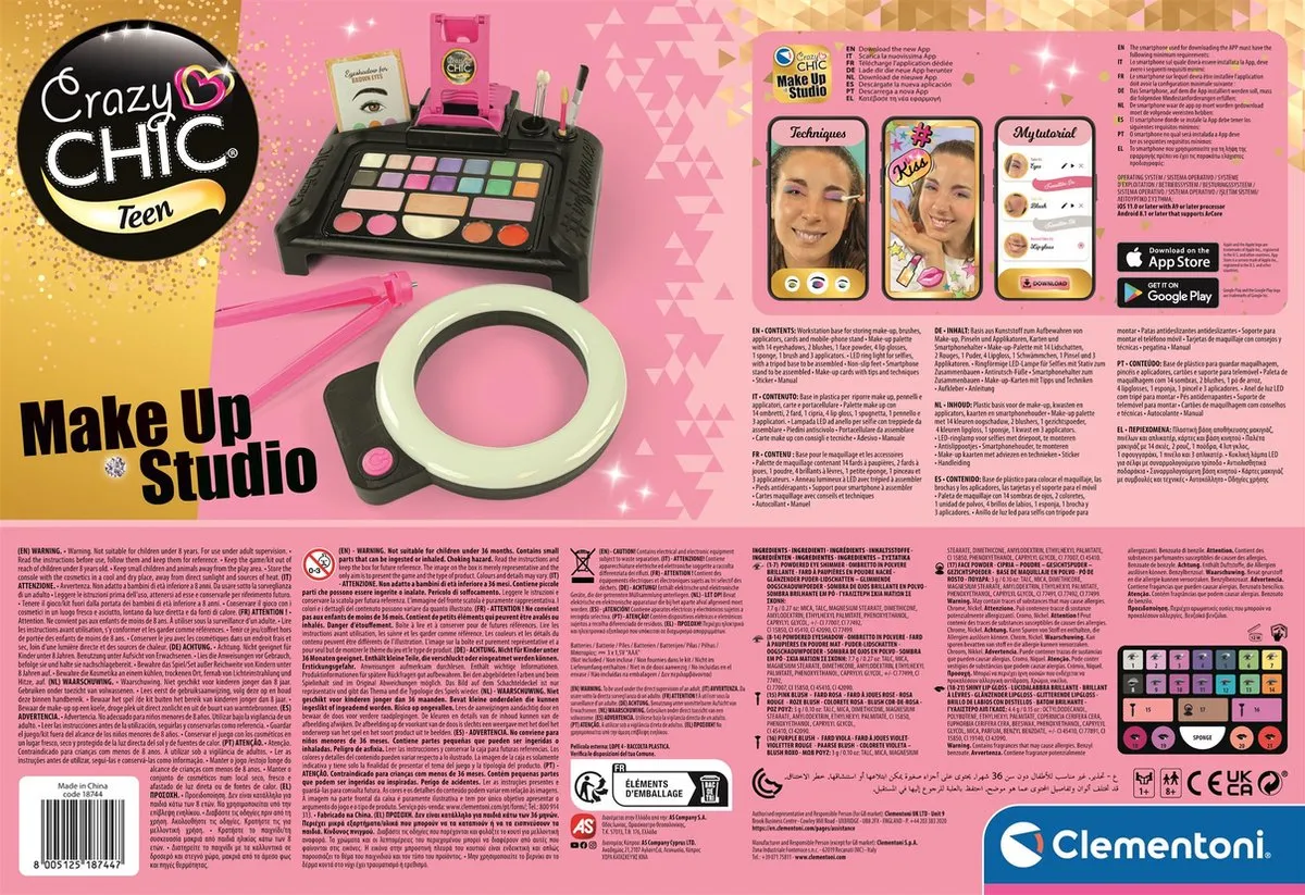 Clementoni Crazy Chic Make-Up Studio - LED Ringlamp - Multicolor