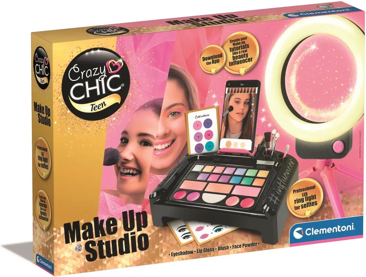 Clementoni Crazy Chic Make-Up Studio - LED Ringlamp - Multicolor