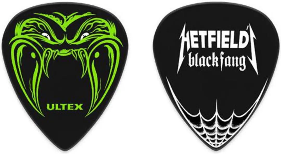 Dunlop James Hetfield Metallica Opbergblikje - 6x Black Fang Plectrums 0.73mm