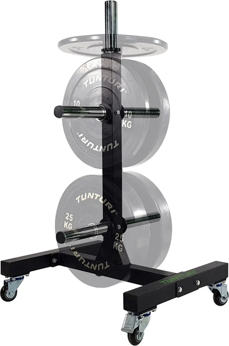 Tunturi Verrijdbare Halterschijfrek 5 Buizen - 60cm - Zwart/Grijs