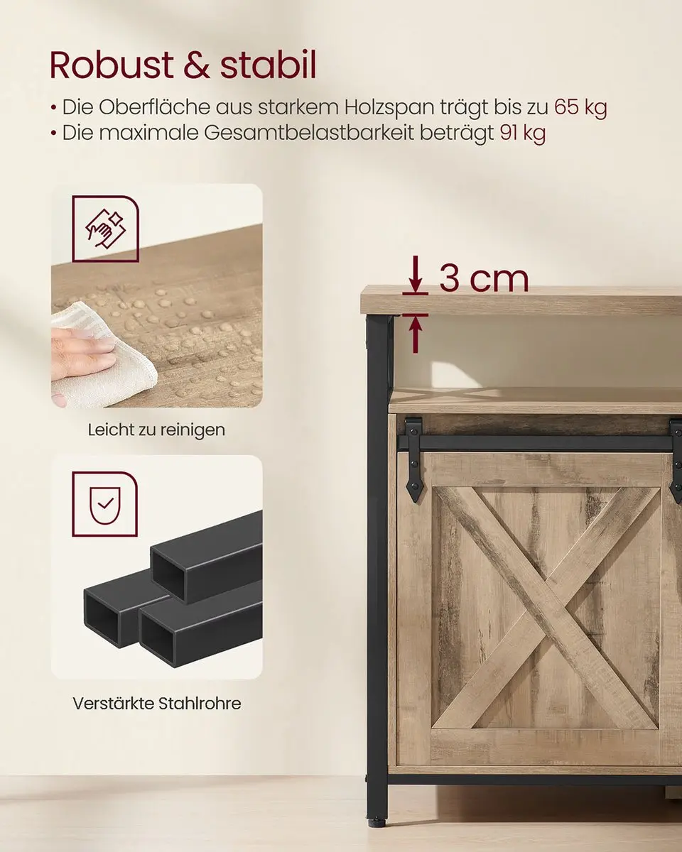 Songmics TV-meubel - 65 inch - Camelbruin/Zwart