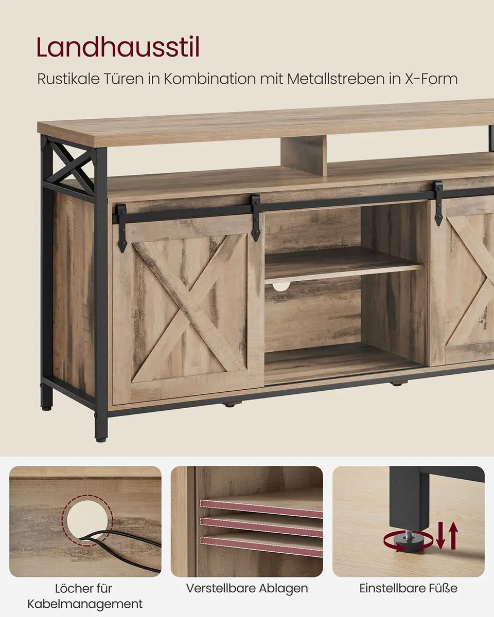 Songmics TV-meubel - 65 inch - Camelbruin/Zwart
