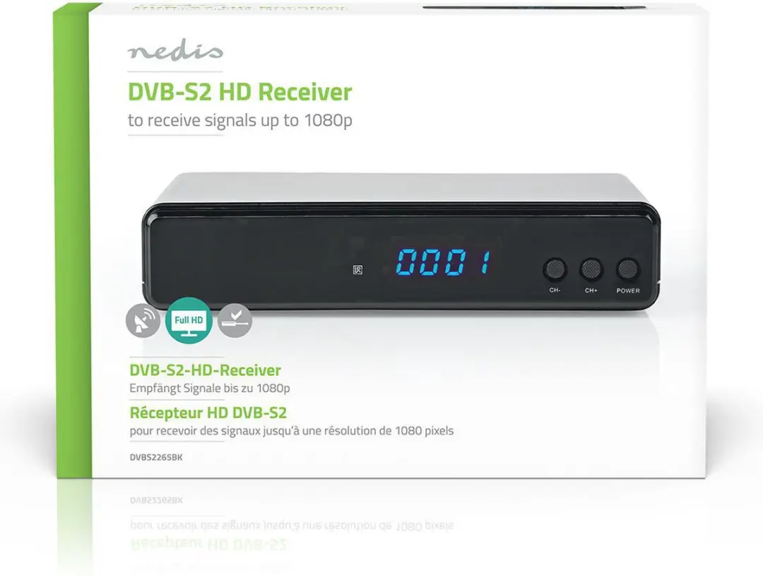 Nedis DVBS2265BK DVB-S2 Ontvanger - FTA - 1080p - Zwart
