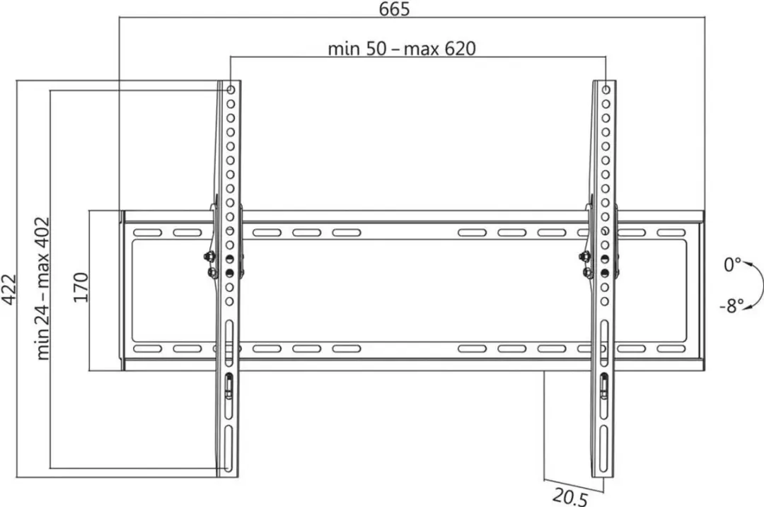 Logilink BP0039 Kantelbare TV-Beugel 70" - Zwart