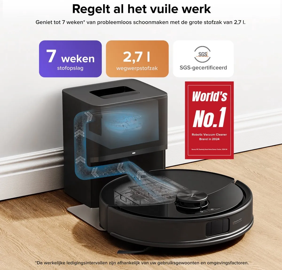 Roborock Q10 S5+ Robotstofzuiger - 10.000 Pa - Zwart