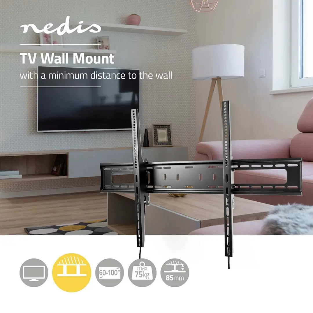 Nedis TVWM2170BK Kantelbare TV-Muurbeugel 75kg - Zwart