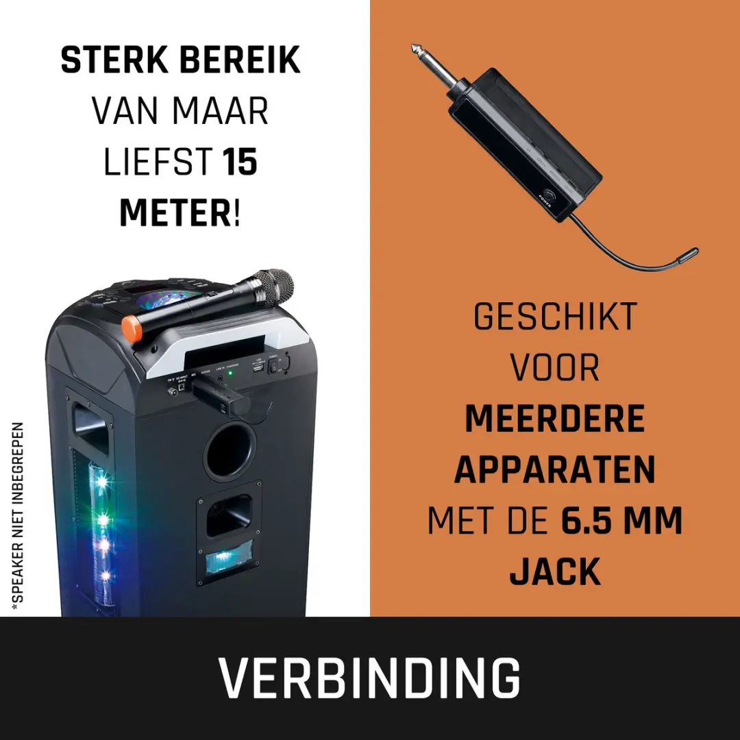 Lenco MCW-011BK Draadloze Microfoon - Zwart