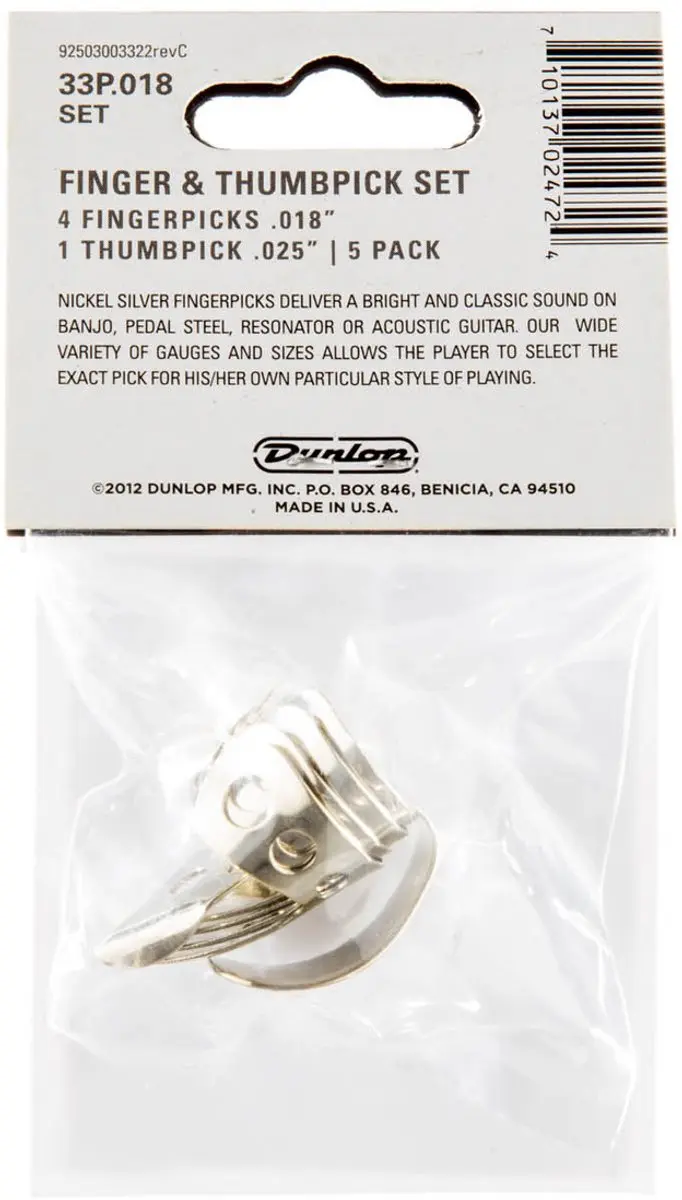 Dunlop Tube Fingerpicks Players Pakket 0,18" - 5 Stuks