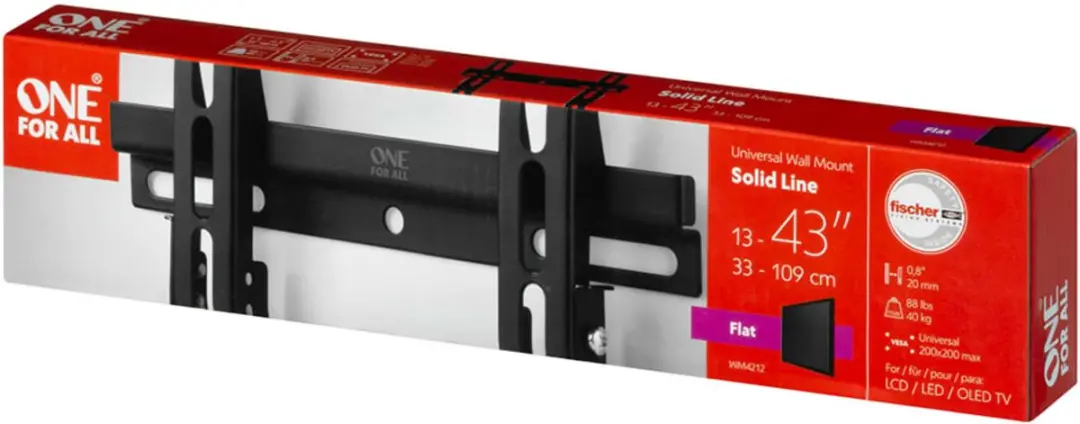 One For All WM4212 VESA Muurbeugel 100x100mm - 19-43" - Zwart - afbeelding 6 van 6