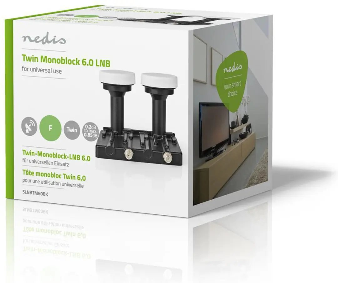 Nedis LNB Twin Monoblock 6° SLNBTM60BK - Zwart - afbeelding 6 van 6
