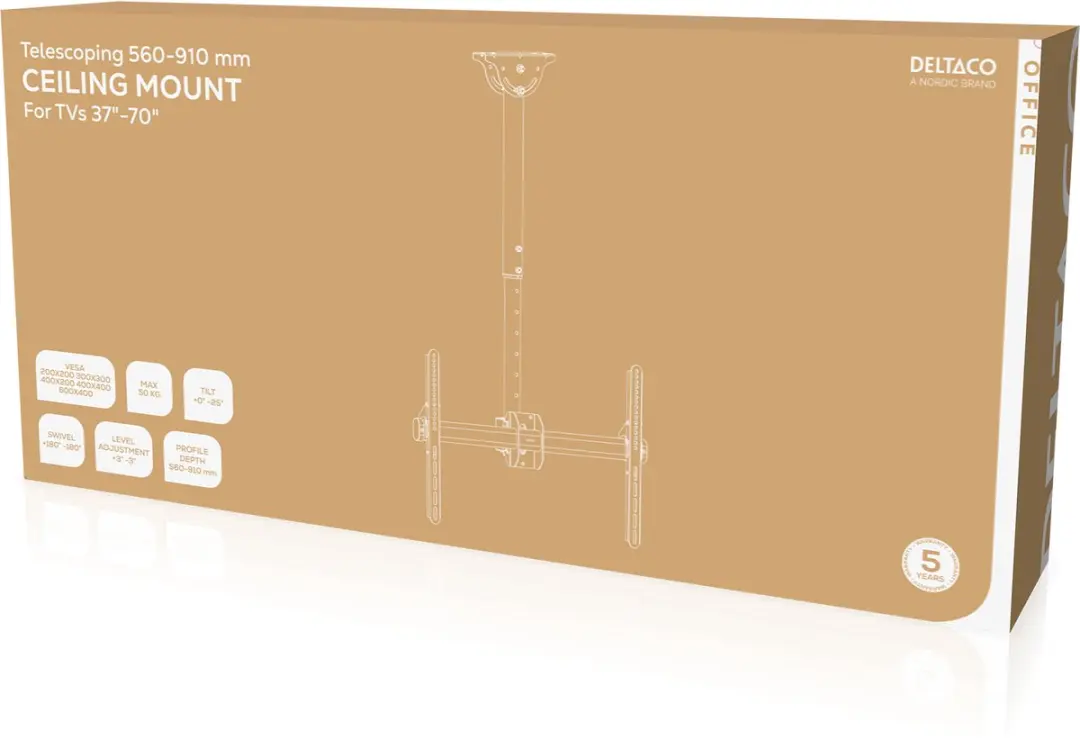 Deltaco ARM-0400 TV Plafondbeugel - 37-70" - 50kg - Zwart