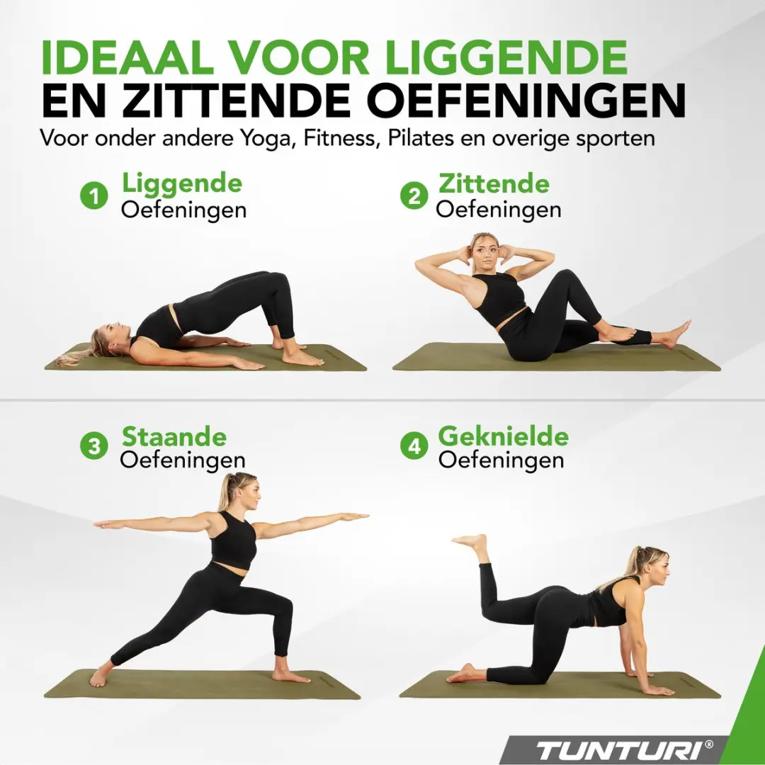 Tunturi Yoga Mat 8mm - 183x61cm - Legergroen
