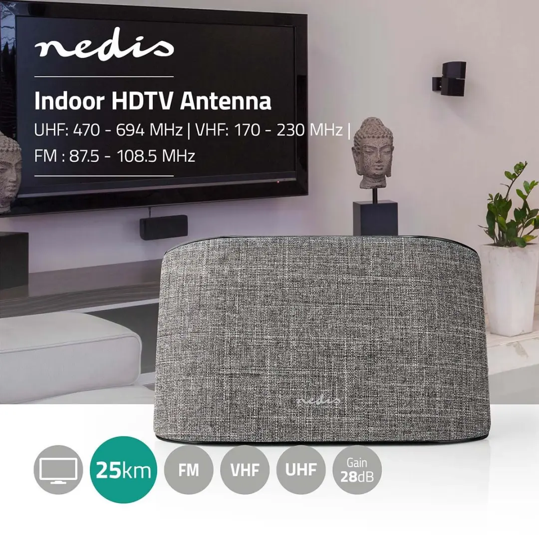 Nedis Binnenantenne ANIR2512GY700 - Actief - 28dB - Grijs