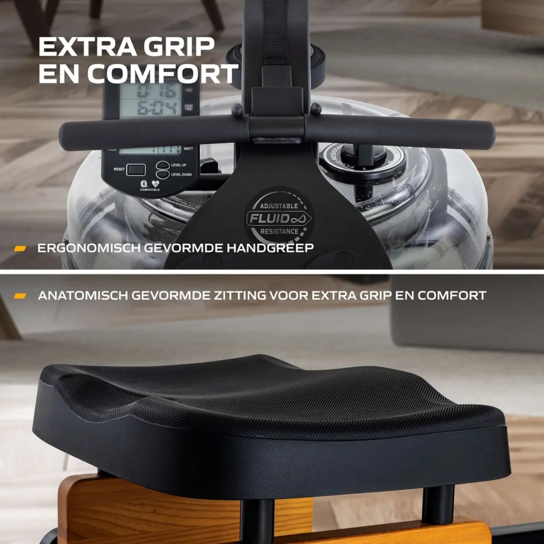 Fluid Rower Apollo Plus Roeimachine - 4 Weerstanden - Waterweerstand - Zwart