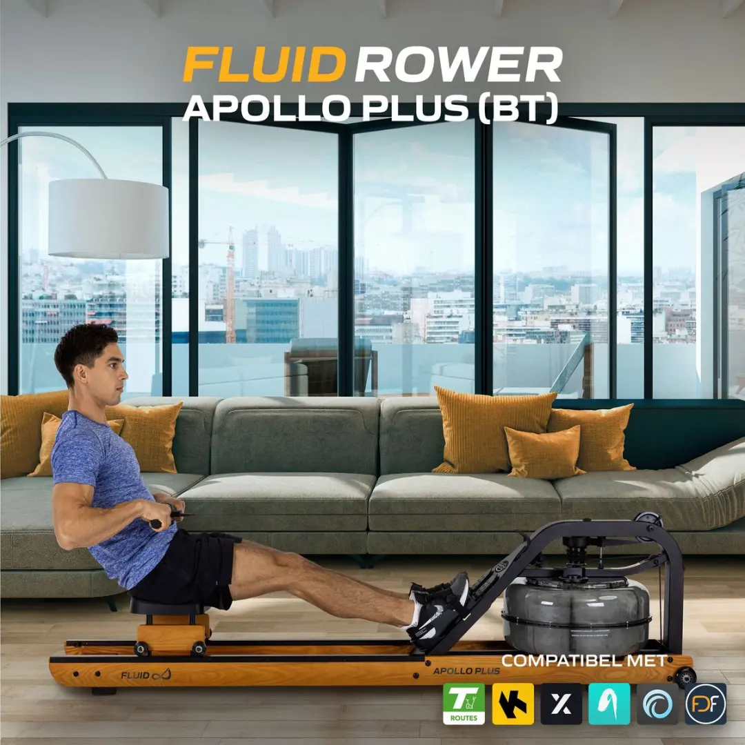 Fluid Rower Apollo Plus Roeimachine - 4 Weerstanden - Waterweerstand - Zwart
