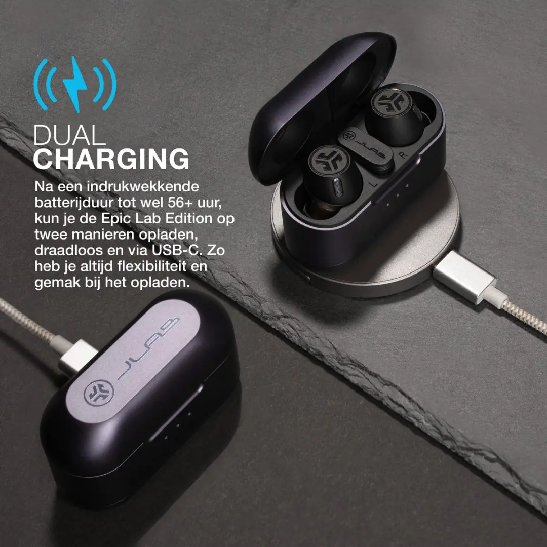 JLab Epic Lab Edition IEUEBELABRBLK82 Oordopjes - Active Noise Cancelling - 54u Batterij - Zwart