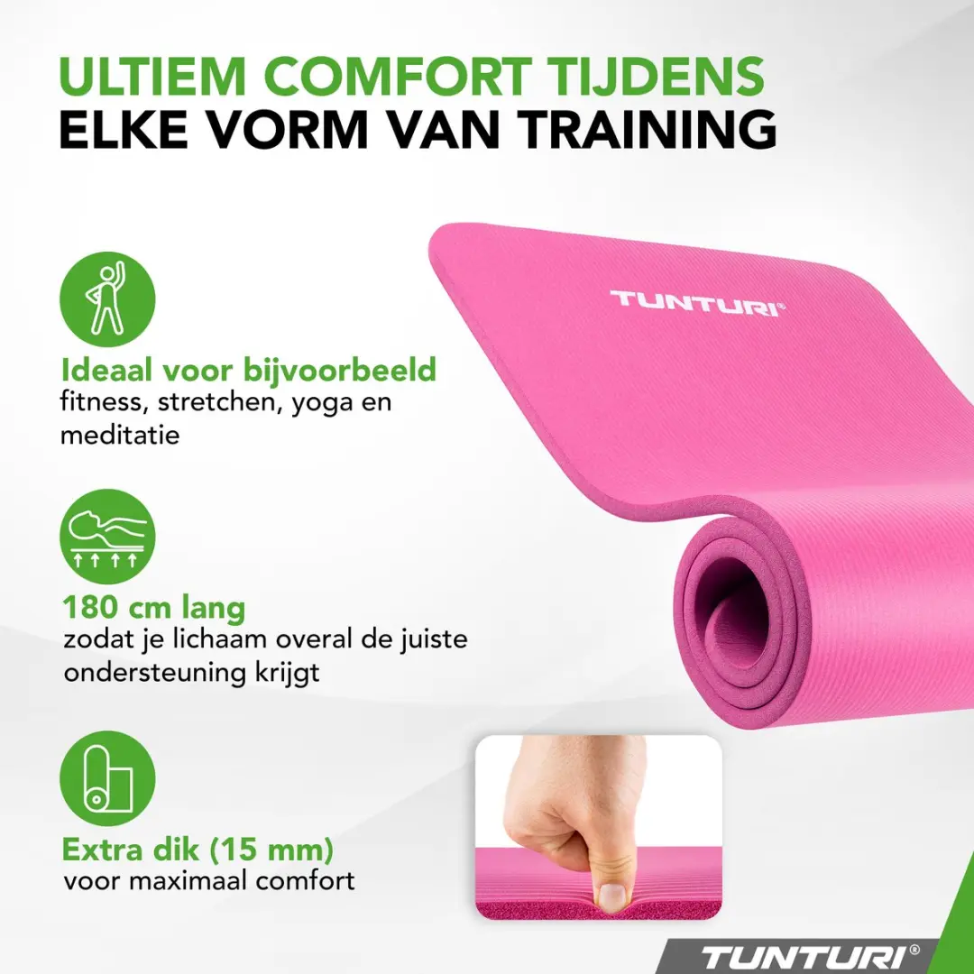 Tunturi NBR Yogamat Roze - 180x60x1,5cm
