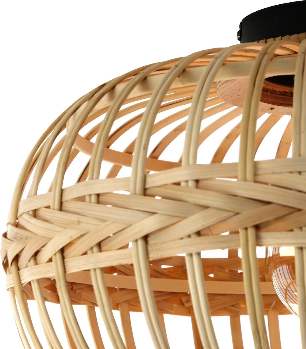 Eglo Amsfield Plafondlamp E27 - Ø45cm - Hout/Bamboe Bruin/Zwart