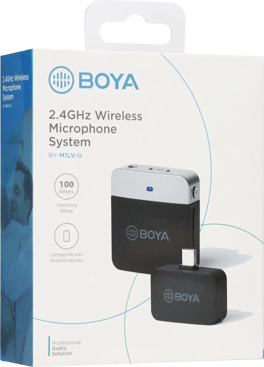 Boya BY-M1LV-U Draadloze Dasspeldmicrofoon USB-C - Zwart