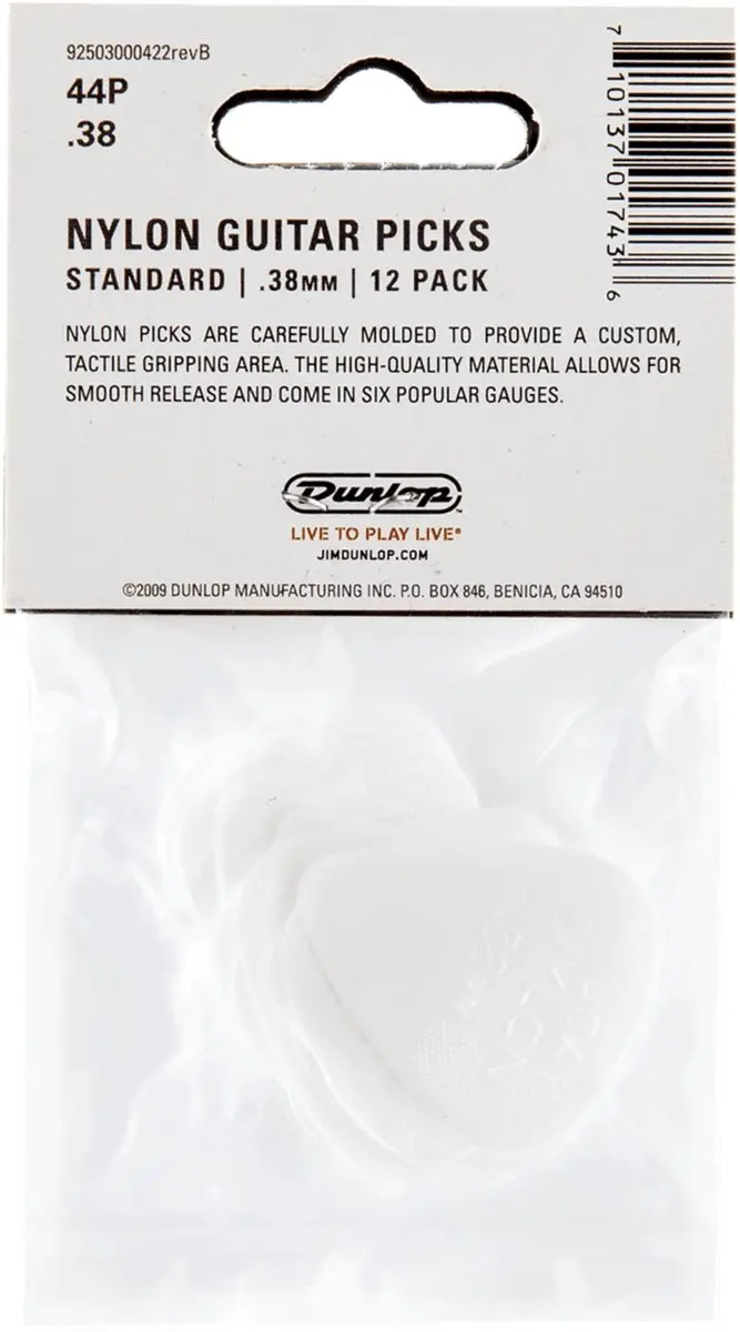 Dunlop Nylon Standard .38 Plectrum - 12 Stuks Wit