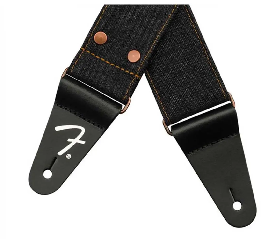 Fender Wrangler Riveted Denim Gitaarband - Zwart