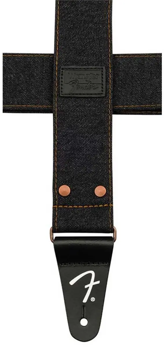 Fender Wrangler Riveted Denim Gitaarband - Zwart