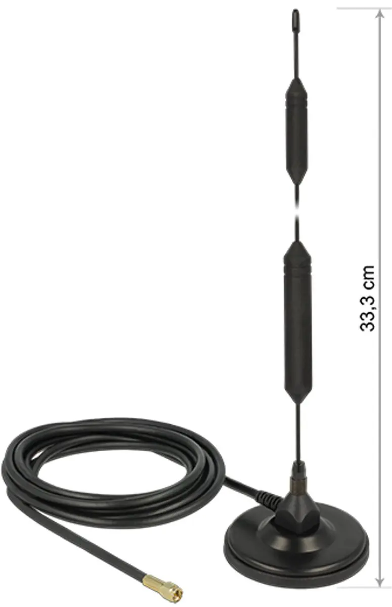 Delock Antenne GSM Quad Band SMA 5dBi 3m - Zwart