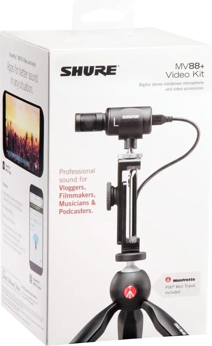Shure MV88+DIG-VIDKIT Camera Microfoon - Zwart - afbeelding 6 van 6
