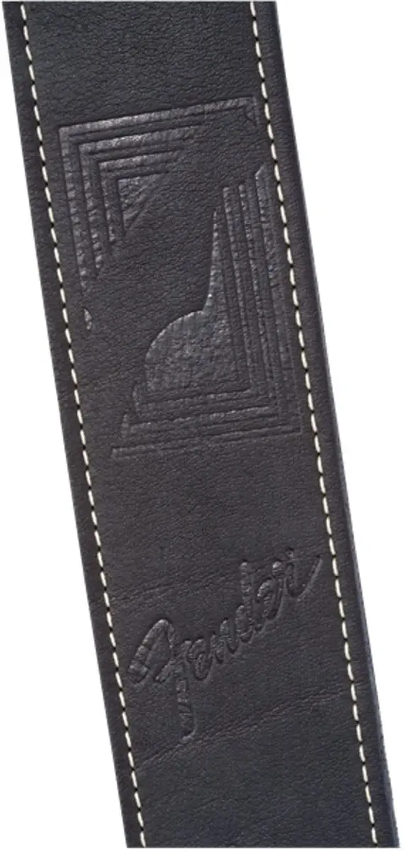 Fender Monogram Leren Gitaarband - Zwart