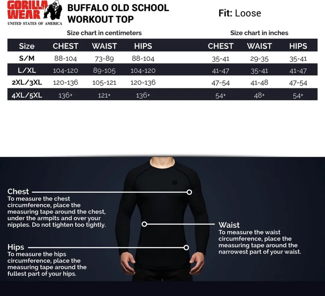 Gorilla Wear Buffalo Old School T-Shirt - Zwart/Grijs - 5XL