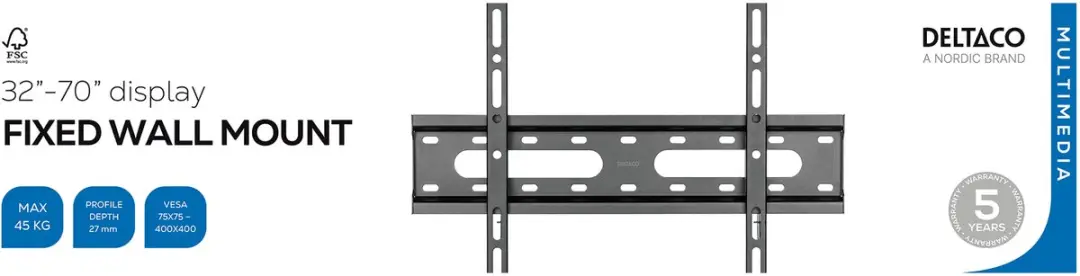 Deltaco ARM-1100-B TV Beugel - 32-70" - Max 45kg - Zwart - afbeelding 6 van 6