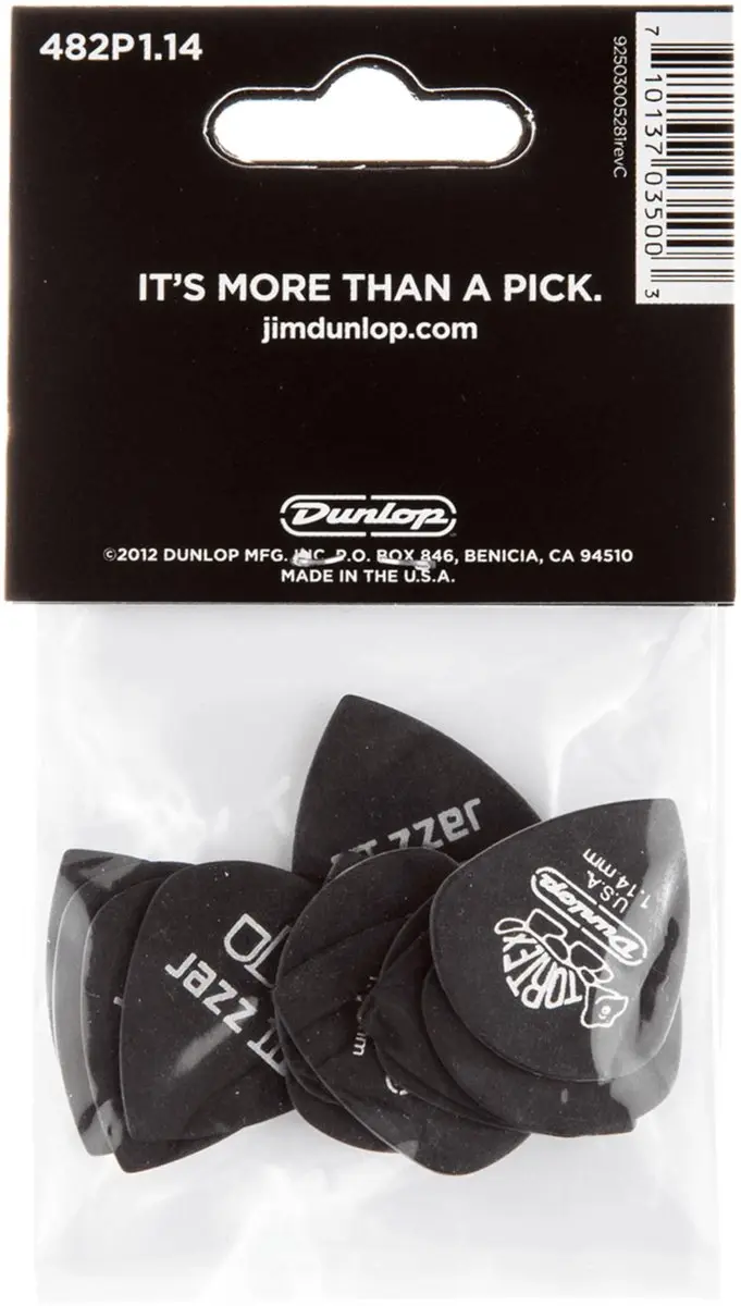 Dunlop Tortex Pitch Jazz Picks 1,14mm - 12 Stuks - Zwart
